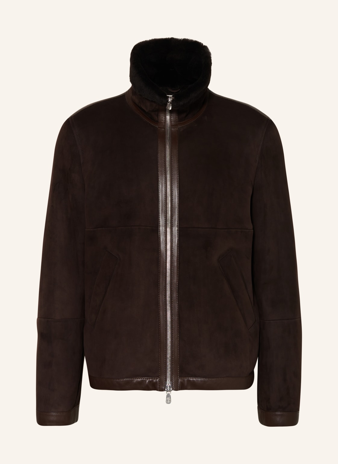 Brunello Cucinelli Lederjacke Mit Echtfell braun von BRUNELLO CUCINELLI