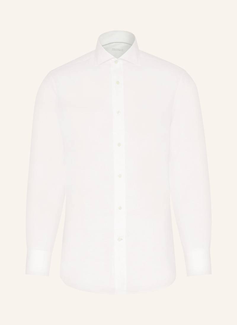 Brunello Cucinelli Leinenhemd Basic Fit weiss von BRUNELLO CUCINELLI