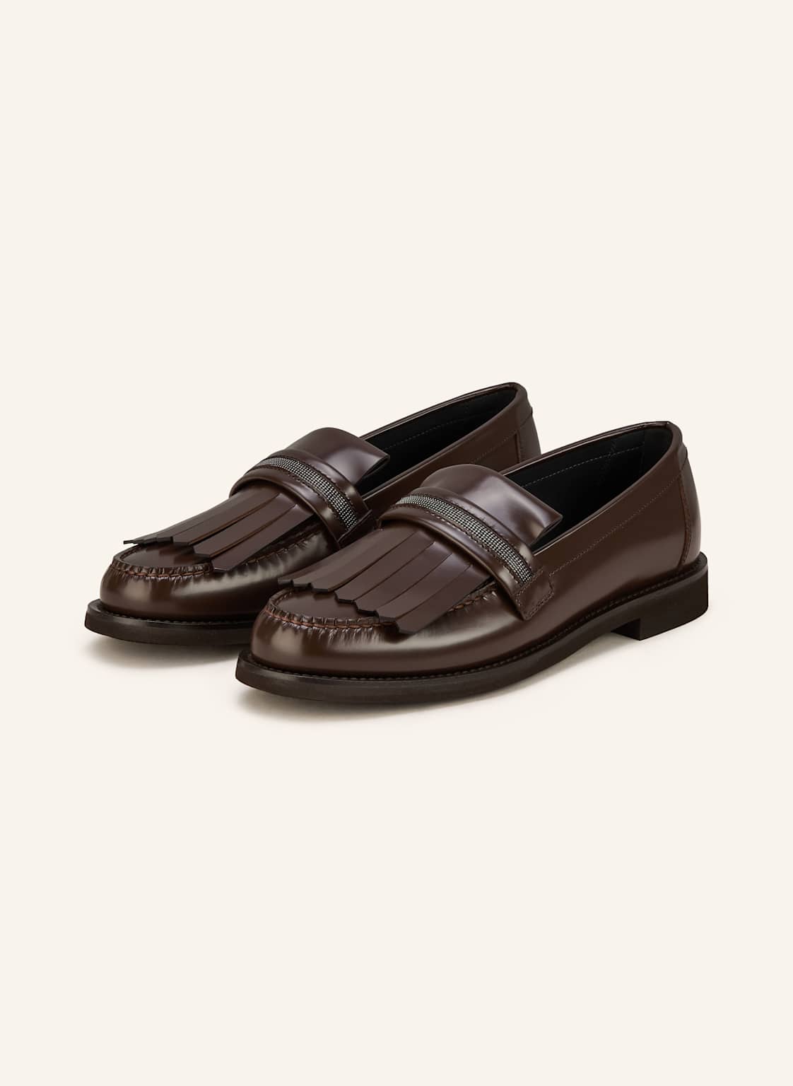 Brunello Cucinelli Loafer Mit Schmucksteinen braun von BRUNELLO CUCINELLI