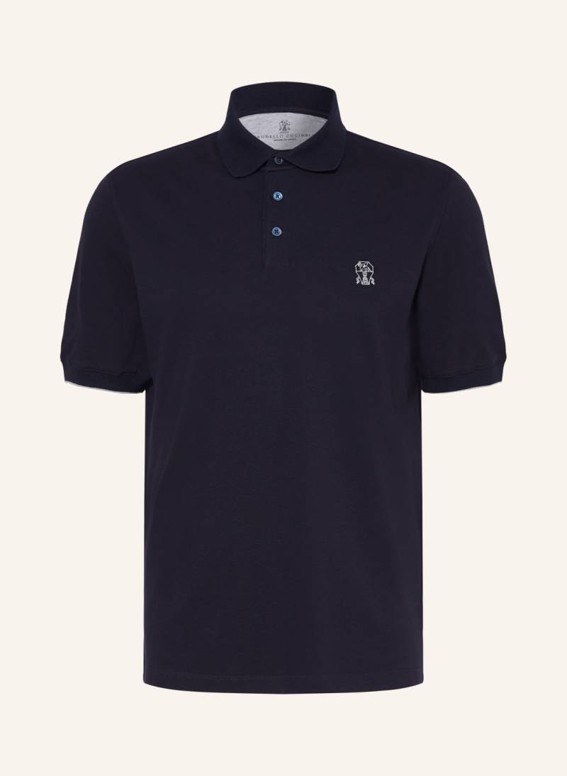 Brunello Cucinelli Piqué-Poloshirt blau von BRUNELLO CUCINELLI