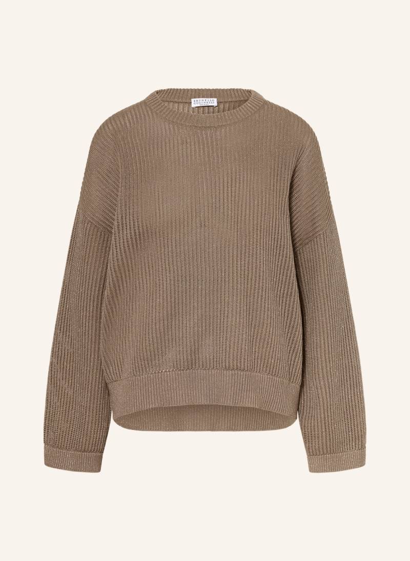Brunello Cucinelli Pullover Mit Glitzergarn braun von BRUNELLO CUCINELLI