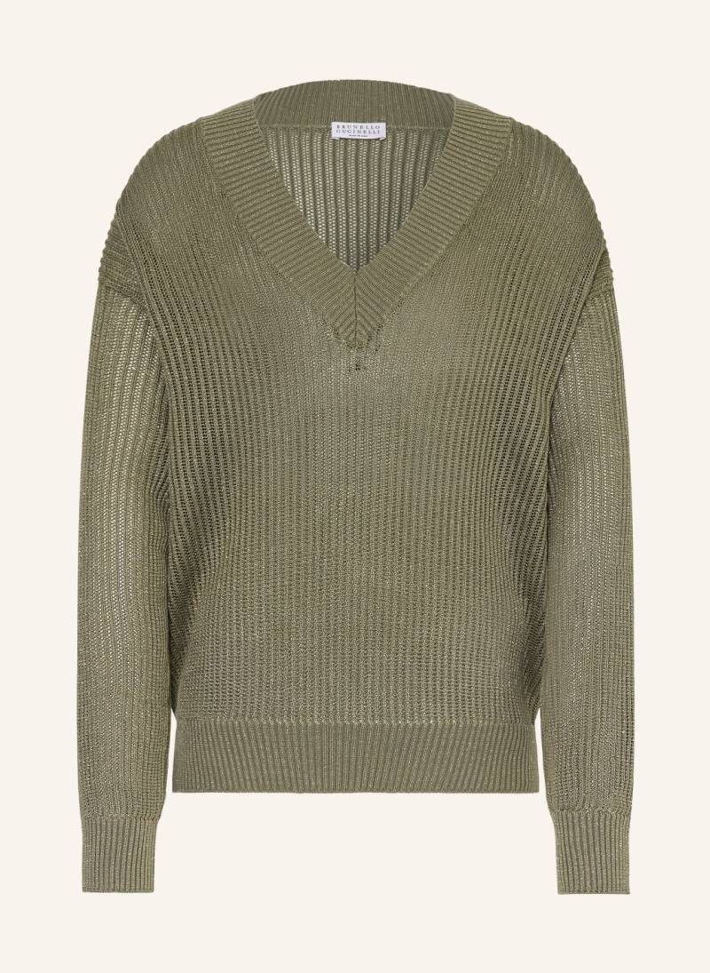 Brunello Cucinelli Pullover Mit Glitzergarn gruen von BRUNELLO CUCINELLI