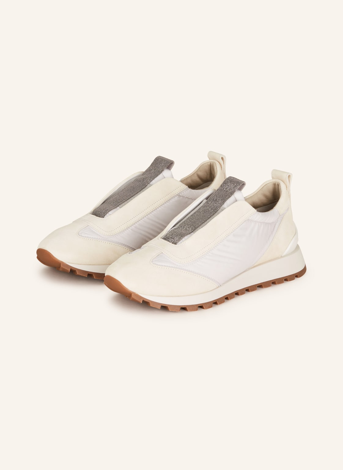 Brunello Cucinelli Slip-On-Sneaker Mit Schmucksteinen weiss von BRUNELLO CUCINELLI