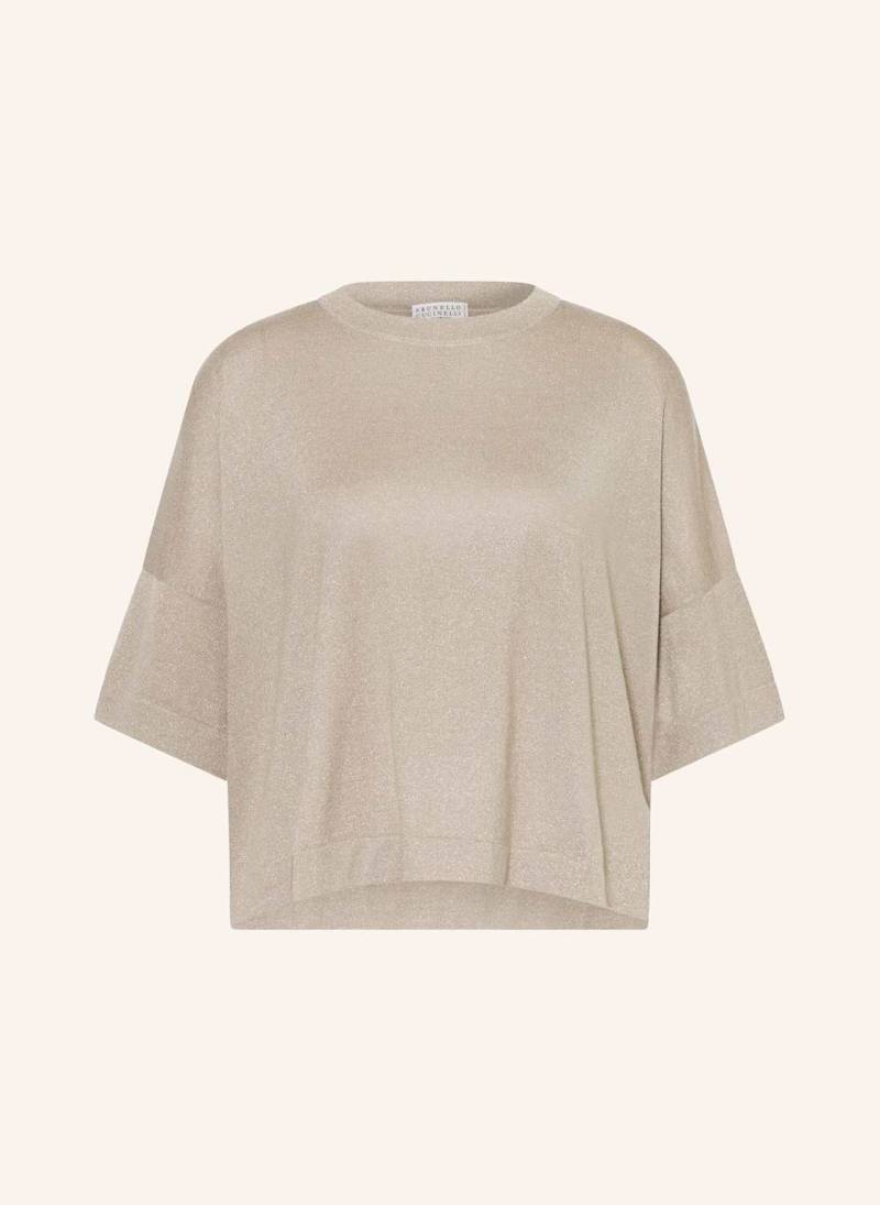 Brunello Cucinelli Strickshirt Mit Cashmere Und Glitzergarn beige von BRUNELLO CUCINELLI
