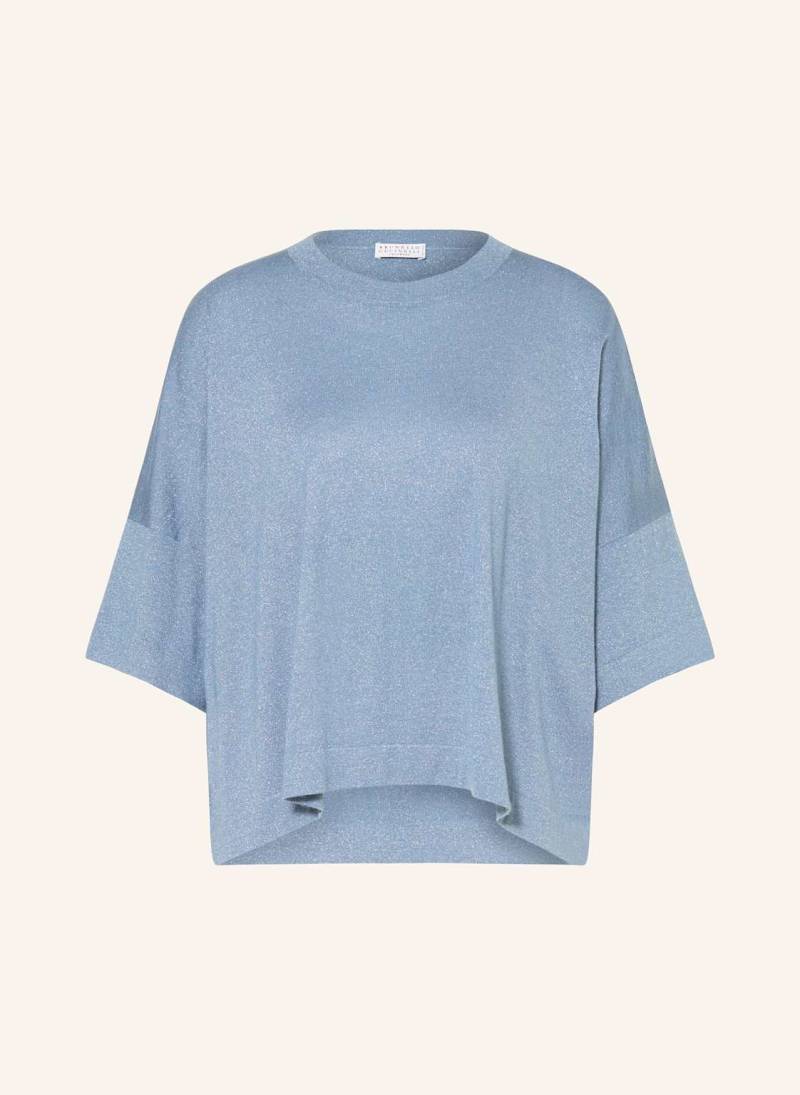 Brunello Cucinelli Strickshirt Mit Cashmere Und Glitzergarn weiss von BRUNELLO CUCINELLI