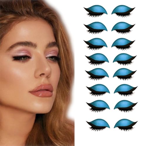 8Pairs Lazy Eyeshadow Wimpern Patch, 2-in-1 Augenlid & Wimpern Make-up Aufkleber, wasserdicht bunte Schönheit Augenlid Linie Aufkleber, Eyeshadow & Fälschungen Wimpern für Anfänger Make-up (Blue) 8Pairs Lazy Eyeshadow Wimpern Patch, 2-in-1 Augenlid & Wimpern Make-up Aufkleber, wasserdicht bunte Schönheit Augenlid Linie Aufkleber, Eyeshadow & Fälschungen Wimpern für Anfänger Make-up (Blue) von BRVLY