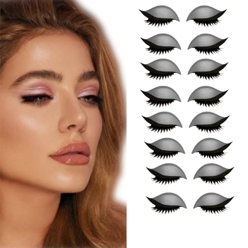 8Pairs Lazy Eyeshadow Wimpern Patch, 2-in-1 Augenlid & Wimpern Make-up Aufkleber, wasserdicht bunte Schönheit Augenlid Linie Aufkleber, Eyeshadow & Fälschungen Wimpern für Anfänger Make-up (Grey) von BRVLY