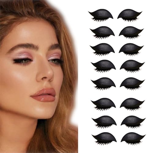 8Pairs Lazy Eyeshadow Wimpern Patch, 2-in-1 Augenlid & Wimpern Make-up Aufkleber, wasserdicht bunte Schönheit Augenlid Linie Aufkleber, Eyeshadow & Fälschungen Wimpern für Anfänger Make-up (Black) von BRVLY
