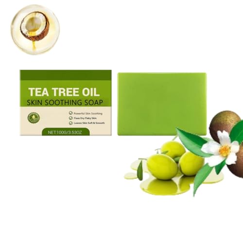 Tea Tree Oil Seife-Pflanzenbasierte Formulierung für Gesicht und Körper, Tea Tree Bar für Fuß- und Körpergeruchskontrolle, geeignet als Herren Seifen Bar, Hand Reinigung Seifenstangen (1) von BRVLY