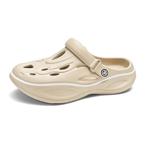 BRYXZZ Gartenschuhe für Frauen Gartenschuhe für Männer Gartenschuhe Lochschuhe Sandalen Strandschuhe Badeschuhe Hausschuhe (Khakifarbe, Jugendliche, 39, Numerisch, EU Schuhgrößensystem, M) von BRYXZZ