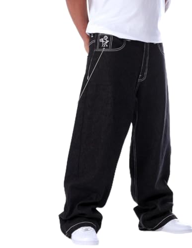 BSAT Stickman Vol.2 Baggy Jeans - The F*ck Schwarze Ausgabe - Streetwear Inspiriert, 100% Baumwolle, Bequeme Passform, für Herren & Jungen W32/L30 von BSAT