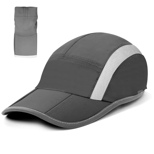 BSBUY Basecap Unisex Faltbarer Baseball Cap Herren Damen Einstellbare Kappe Sommer mit Schirm Sonnenschutz Sonnenhüte Baseballkappe Mesh Hüte Sonnenhut für Outdoor Angeln Running Camping A-Dunkelgrau von BSBUY