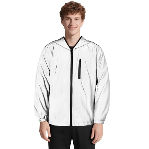 BSBUY Fahrradjacke Herren Regenjacke Damen Warnschutz Bike Leicht Jacket Sport Jacke Windjacke Reflektierend Jacke Sichtbarkeit Warnschutz Jacket Classic Outdoor Jacken für Radsport Laufen Camp Grau L von BSBUY
