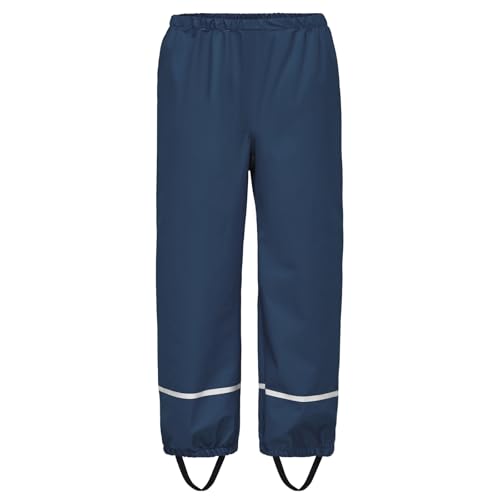 BSBUY Leichte Regenhose Kinder Matschhose Regenlatzhose Ohne Träger mit Reflektorstreifen Regenbundhose Mädchen Wasserdicht Winddicht Atmungsaktiv Rain Pants Unisex Jungen Matschanzug (Marineblau,140) von BSBUY