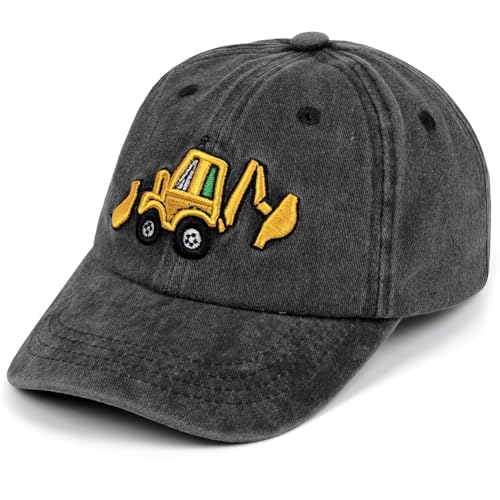 BSBUY Unisex Kinder Basecap Trucker Cap Baseball Cap Hut Einstellbare Kappe Sommer Mütze Traktor Caps Jungen Bagger Sonnenhüte Baseballkappe Hüte Kinder Schirmmütze für Outdoor Running Reisen(Schwarz) von BSBUY