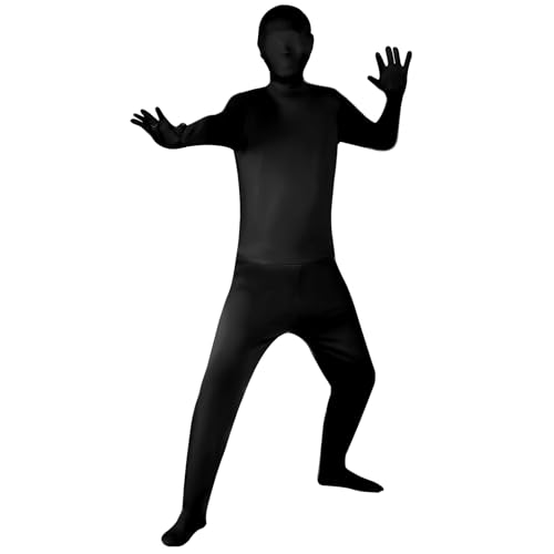 BSBUY Unsichtbarer Ganzkörperanzug Unisex Bodysuit Herren Erwachsene Jumpsuit Ganzkörper Bodysuit Overall Kostüm Damen Einteiler Body für Halloween Karneval Mottoparty Fasching Karneval(Schwarz,190cm) von BSBUY