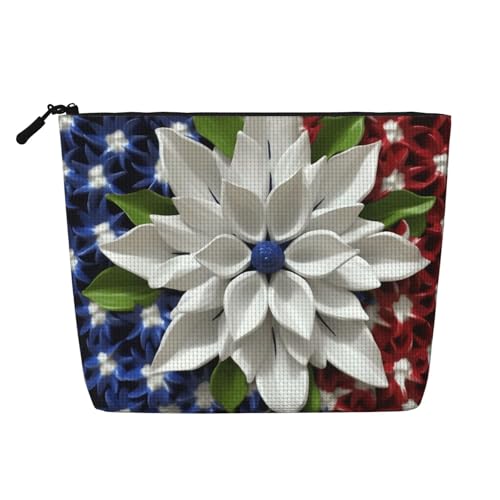 BSCKKDMN Amerika Make-up-Tasche mit patriotischen Blumen, wasserdicht, Leinen, Reise-Kosmetiktasche, leichter Reißverschluss, Reise-Kulturbeutel, Organizer, Make-up-Pinsel, Aufbewahrungstasche BSCKKDMN Amerika Make-up-Tasche mit patriotischen Blumen, wasserdicht, Leinen, Reise-Kosmetiktasche, leichter Reißverschluss, Reise-Kulturbeutel, Organizer, Make-up-Pinsel, Aufbewahrungstasche von BSCKKDMN