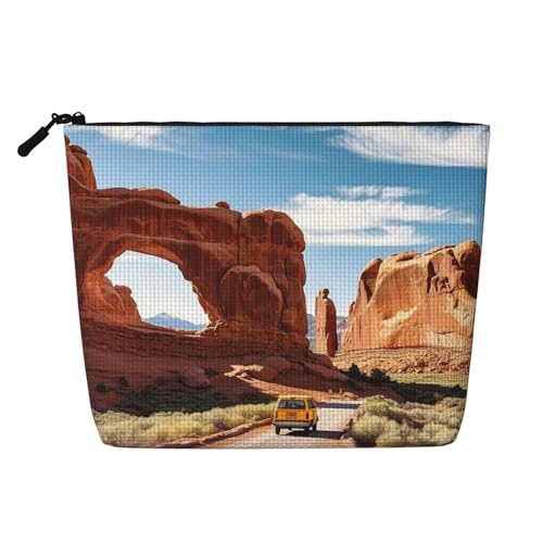 BSCKKDMN Arches Make-up-Tasche für Damen, wasserdicht, Leinen, Reise-Kosmetiktasche, leicht, Reißverschluss, Reise-Kulturbeutel, Organizer, Make-up-Pinsel, Aufbewahrungstasche BSCKKDMN Arches Make-up-Tasche für Damen, wasserdicht, Leinen, Reise-Kosmetiktasche, leicht, Reißverschluss, Reise-Kulturbeutel, Organizer, Make-up-Pinsel, Aufbewahrungstasche von BSCKKDMN