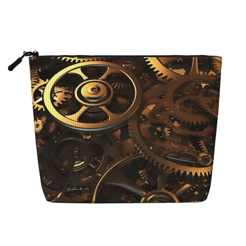 BSCKKDMN Coole Steampunk-Ausrüstungs-Make-up-Tasche für Damen, wasserdicht, Leinen, Reise-Kosmetiktasche, leichter Reißverschluss, Reise-Kulturbeutel, Organizer, Make-up-Pinsel, Aufbewahrungstasche von BSCKKDMN