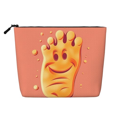 BSCKKDMN Happy Foot Make-up-Tasche für Damen, wasserdicht, Leinen, Reise-Kosmetiktasche, leichter Reißverschluss, Reise-Kulturbeutel, Organizer, Make-up-Pinsel, Aufbewahrungstasche BSCKKDMN Happy Foot Make-up-Tasche für Damen, wasserdicht, Leinen, Reise-Kosmetiktasche, leichter Reißverschluss, Reise-Kulturbeutel, Organizer, Make-up-Pinsel, Aufbewahrungstasche von BSCKKDMN