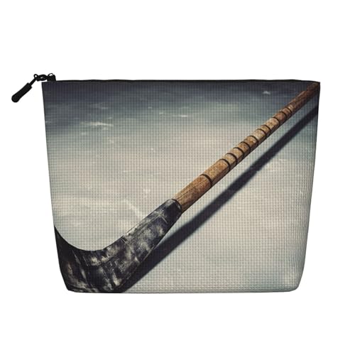 BSCKKDMN Hockeyschläger-Make-up-Tasche für Damen, wasserdicht, Leinen, Reise-Kosmetiktasche, leichter Reißverschluss, Reise-Kulturbeutel, Organizer, Make-up-Pinsel, Aufbewahrungstasche von BSCKKDMN
