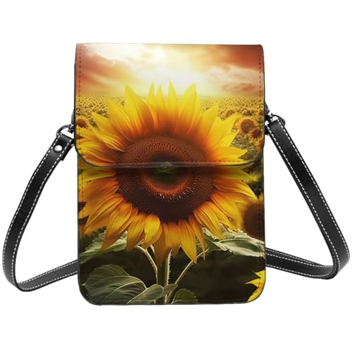BSCKKDMN Kleine Umhängetasche für Damen, Sonnenblumen-Design, PU-Leder, Geldbörse mit Schultergurt BSCKKDMN Kleine Umhängetasche für Damen, Sonnenblumen-Design, PU-Leder, Geldbörse mit Schultergurt von BSCKKDMN