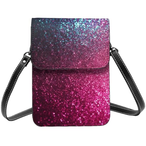 BSCKKDMN Kleine Umhängetasche mit Farbverlauf, Pailletten, glitzernd, für Damen, Handygeldbörse, PU-Leder, Geldbörse, Tasche mit Schultergurt von BSCKKDMN