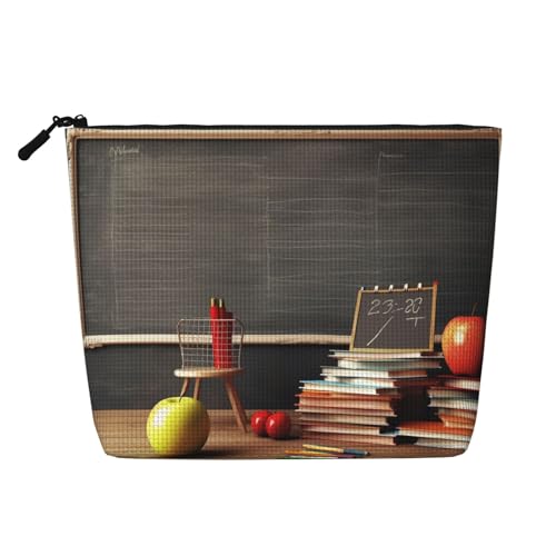 BSCKKDMN Kosmetiktasche für Lehrer, Klassenzimmer, Kreidetafel, wasserdicht, Leinen, leicht, Reißverschluss, Reise-Kulturbeutel, Organizer, Make-up-Pinsel, Aufbewahrungstasche BSCKKDMN Kosmetiktasche für Lehrer, Klassenzimmer, Kreidetafel, wasserdicht, Leinen, leicht, Reißverschluss, Reise-Kulturbeutel, Organizer, Make-up-Pinsel, Aufbewahrungstasche von BSCKKDMN