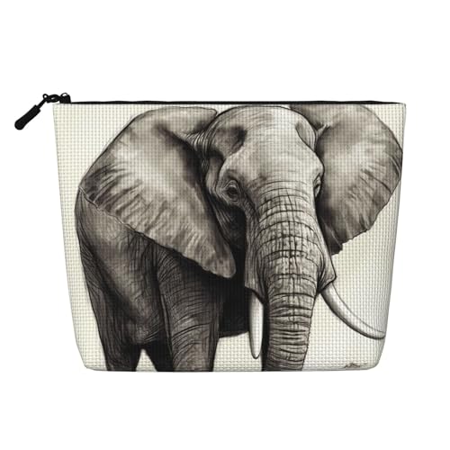 BSCKKDMN Kosmetiktasche mit Elefanten-Skizzenmuster, wasserdicht, Leinen, leicht, Reißverschluss, Reise-Kulturbeutel, Organizer, Make-up-Pinsel, Aufbewahrungstasche BSCKKDMN Kosmetiktasche mit Elefanten-Skizzenmuster, wasserdicht, Leinen, leicht, Reißverschluss, Reise-Kulturbeutel, Organizer, Make-up-Pinsel, Aufbewahrungstasche von BSCKKDMN