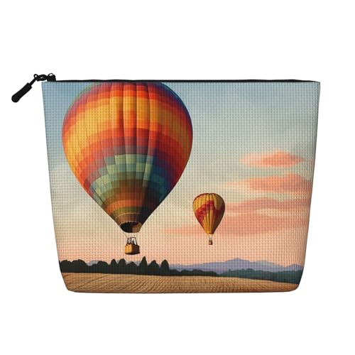 BSCKKDMN Kosmetiktasche mit Heißluftballon, wasserdicht, Leinen, leicht, Reißverschluss, Reise-Kulturbeutel, Organizer, Make-up-Pinsel, Aufbewahrungstasche BSCKKDMN Kosmetiktasche mit Heißluftballon, wasserdicht, Leinen, leicht, Reißverschluss, Reise-Kulturbeutel, Organizer, Make-up-Pinsel, Aufbewahrungstasche von BSCKKDMN