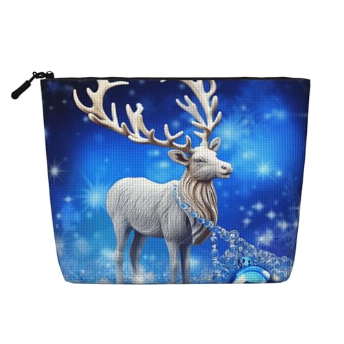 BSCKKDMN Kosmetiktasche mit Kristall-Rentier-Motiv, wasserdicht, Leinen, leicht, Reißverschluss, Reise-Kulturbeutel, Organizer, Make-up-Pinsel, Aufbewahrungstasche BSCKKDMN Kosmetiktasche mit Kristall-Rentier-Motiv, wasserdicht, Leinen, leicht, Reißverschluss, Reise-Kulturbeutel, Organizer, Make-up-Pinsel, Aufbewahrungstasche von BSCKKDMN