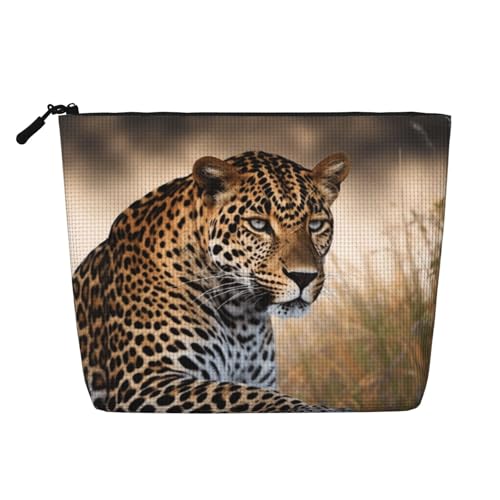 BSCKKDMN Kosmetiktasche mit afrikanischem Tier-Leopardenmuster, wasserdicht, Leinen, leicht, Reißverschluss, Reise-Kulturbeutel, Organizer, Make-up-Pinsel, Aufbewahrungstasche BSCKKDMN Kosmetiktasche mit afrikanischem Tier-Leopardenmuster, wasserdicht, Leinen, leicht, Reißverschluss, Reise-Kulturbeutel, Organizer, Make-up-Pinsel, Aufbewahrungstasche von BSCKKDMN