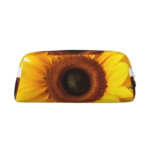 BSCKKDMN Leder-Federmäppchen, niedliches Federmäppchen mit Reißverschluss, multifunktional, Reise-Make-up, Kosmetiktasche, Sonnenblume, isoliert, Schlüsseltasche für Damen, Herren, Arbeit, Büro von BSCKKDMN