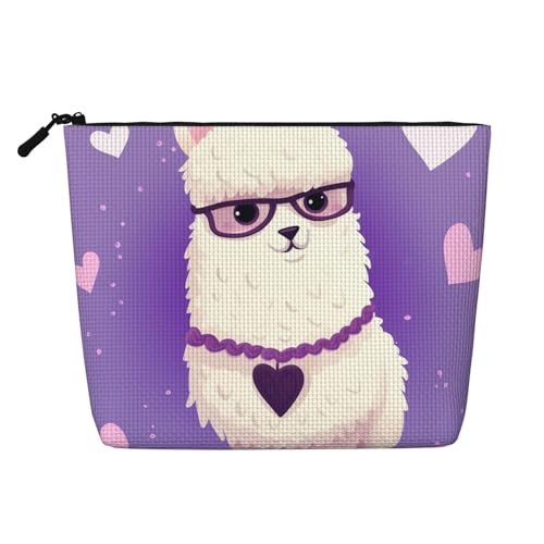 BSCKKDMN Love Alpaka-Make-up-Tasche für Damen, wasserdicht, Leinen, Reise-Kosmetiktasche, leichter Reißverschluss, Reise-Kulturbeutel, Organizer, Make-up-Pinsel, Aufbewahrungstasche BSCKKDMN Love Alpaka-Make-up-Tasche für Damen, wasserdicht, Leinen, Reise-Kosmetiktasche, leichter Reißverschluss, Reise-Kulturbeutel, Organizer, Make-up-Pinsel, Aufbewahrungstasche von BSCKKDMN