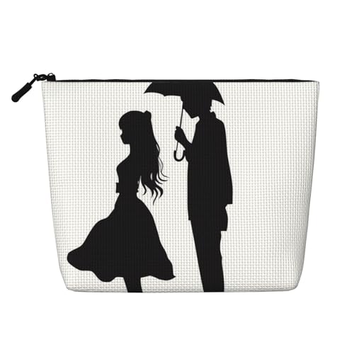 BSCKKDMN Make-up-Tasche für Damen, Motiv: Anime-Liebhaber, Silhouette, wasserdicht, Leinen, Reise-Kosmetiktasche, leichter Reißverschluss, Reise-Kulturbeutel, Organizer, Make-up-Pinsel von BSCKKDMN