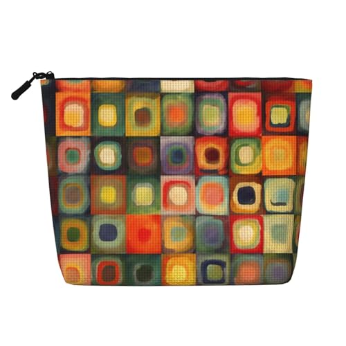 BSCKKDMN Make-up-Tasche für Damen, abstrakte Kunst, quadratisch, wasserdicht, Leinen, Reise-Kosmetiktasche, leichter Reißverschluss, Reise-Kulturbeutel, Organizer, Make-up-Pinsel, Aufbewahrungstasche BSCKKDMN Make-up-Tasche für Damen, abstrakte Kunst, quadratisch, wasserdicht, Leinen, Reise-Kosmetiktasche, leichter Reißverschluss, Reise-Kulturbeutel, Organizer, Make-up-Pinsel, Aufbewahrungstasche von BSCKKDMN