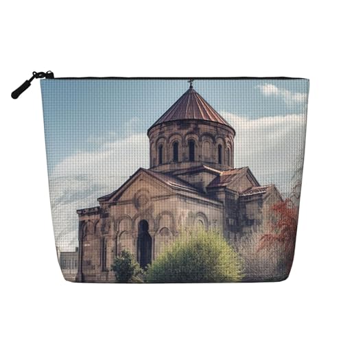 BSCKKDMN Make-up-Tasche für Damen, armenische Kirche, wasserdicht, Leinen, Reise-Kosmetiktasche, leichter Reißverschluss, Reise-Kulturbeutel, Organizer, Make-up-Pinsel, Aufbewahrungstasche BSCKKDMN Make-up-Tasche für Damen, armenische Kirche, wasserdicht, Leinen, Reise-Kosmetiktasche, leichter Reißverschluss, Reise-Kulturbeutel, Organizer, Make-up-Pinsel, Aufbewahrungstasche von BSCKKDMN
