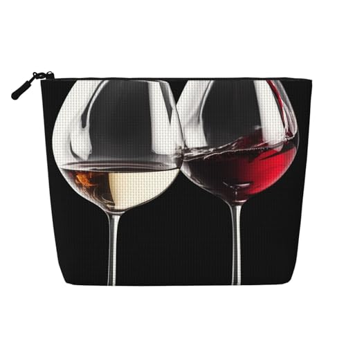 BSCKKDMN Make-up-Tasche für Rotweingläser, wasserdicht, Leinen, Reise-Kosmetiktasche, leichter Reißverschluss, Reise-Kulturbeutel, Organizer, Make-up-Pinsel, Aufbewahrungstasche von BSCKKDMN