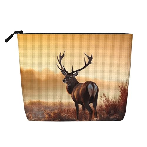 BSCKKDMN Make-up-Tasche mit Hirsch-Motiv, wasserdicht, Leinen, Reise-Kosmetiktasche, leichter Reißverschluss, Reise-Kulturbeutel, Organizer, Make-up-Pinsel, Aufbewahrungstasche BSCKKDMN Make-up-Tasche mit Hirsch-Motiv, wasserdicht, Leinen, Reise-Kosmetiktasche, leichter Reißverschluss, Reise-Kulturbeutel, Organizer, Make-up-Pinsel, Aufbewahrungstasche von BSCKKDMN