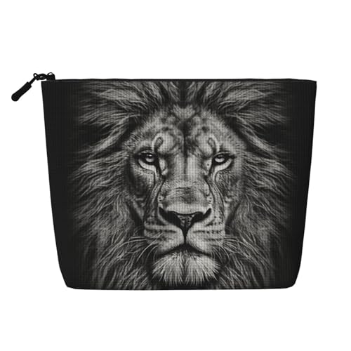 BSCKKDMN Make-up-Tasche mit Löwenkopf, wasserdicht, Leinen, leicht, Reißverschluss, Reise-Kulturbeutel, Organizer, Make-up-Pinsel, Aufbewahrungstasche BSCKKDMN Make-up-Tasche mit Löwenkopf, wasserdicht, Leinen, leicht, Reißverschluss, Reise-Kulturbeutel, Organizer, Make-up-Pinsel, Aufbewahrungstasche von BSCKKDMN