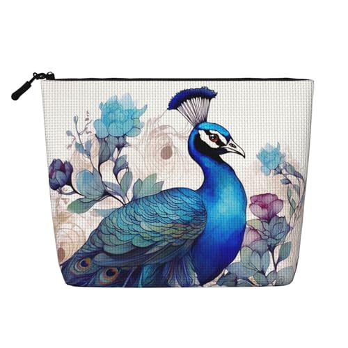 BSCKKDMN Make-up-Tasche mit Pfauenblumen, wasserdicht, Leinen, Reise-Kosmetiktasche, leichter Reißverschluss, Reise-Kulturbeutel, Organizer, Make-up-Pinsel, Aufbewahrungstasche BSCKKDMN Make-up-Tasche mit Pfauenblumen, wasserdicht, Leinen, Reise-Kosmetiktasche, leichter Reißverschluss, Reise-Kulturbeutel, Organizer, Make-up-Pinsel, Aufbewahrungstasche von BSCKKDMN