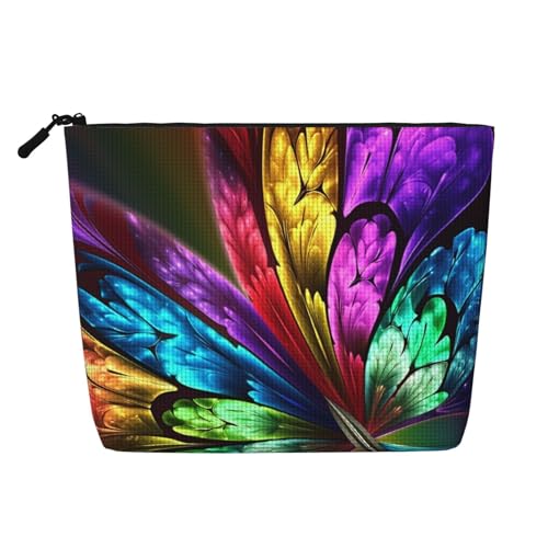 BSCKKDMN Make-up-Tasche mit Regenbogen-Schmetterlingen, wasserdicht, Leinen, Reise-Kosmetiktasche, leichter Reißverschluss, Reise-Kulturbeutel, Organizer, Make-up-Pinsel, Aufbewahrungstasche BSCKKDMN Make-up-Tasche mit Regenbogen-Schmetterlingen, wasserdicht, Leinen, Reise-Kosmetiktasche, leichter Reißverschluss, Reise-Kulturbeutel, Organizer, Make-up-Pinsel, Aufbewahrungstasche von BSCKKDMN