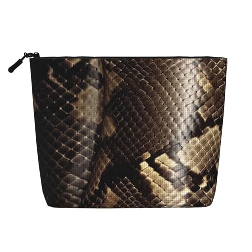 BSCKKDMN Make-up-Tasche mit Schlangenhaut-Motiv, wasserdicht, Leinen, Reise-Kosmetiktasche, leichter Reißverschluss, Reise-Kulturbeutel, Organizer, Make-up-Pinsel, Aufbewahrungstasche von BSCKKDMN