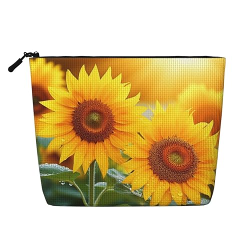BSCKKDMN Make-up-Tasche mit Sonnenblumen-Blumen, wasserdicht, Leinen, Reise-Kosmetiktasche, leichter Reißverschluss, Reise-Kulturbeutel, Organizer, Make-up-Pinsel, Aufbewahrungstasche BSCKKDMN Make-up-Tasche mit Sonnenblumen-Blumen, wasserdicht, Leinen, Reise-Kosmetiktasche, leichter Reißverschluss, Reise-Kulturbeutel, Organizer, Make-up-Pinsel, Aufbewahrungstasche von BSCKKDMN