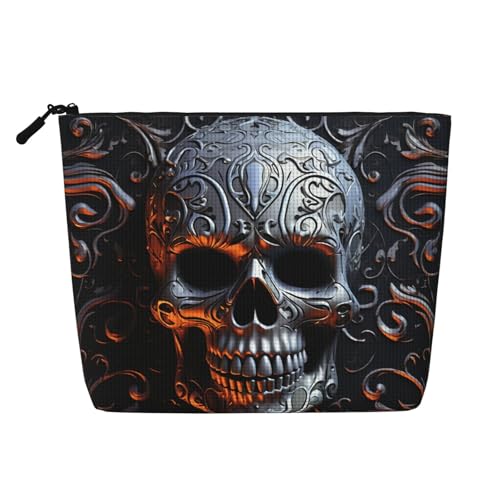 BSCKKDMN Make-up-Tasche mit Totenkopf-Motiv, wasserdicht, Leinen, Reise-Kosmetiktasche, leichter Reißverschluss, Reise-Kulturbeutel, Organizer, Make-up-Pinsel, Aufbewahrungstasche BSCKKDMN Make-up-Tasche mit Totenkopf-Motiv, wasserdicht, Leinen, Reise-Kosmetiktasche, leichter Reißverschluss, Reise-Kulturbeutel, Organizer, Make-up-Pinsel, Aufbewahrungstasche von BSCKKDMN
