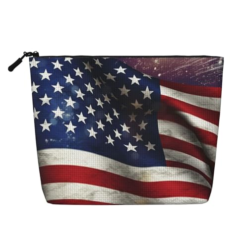 BSCKKDMN Make-up-Tasche mit USA-Flagge, wasserdicht, Leinen, Reise-Kosmetiktasche, leichter Reißverschluss, Reise-Kulturbeutel, Organizer, Make-up-Pinsel, Aufbewahrungstasche BSCKKDMN Make-up-Tasche mit USA-Flagge, wasserdicht, Leinen, Reise-Kosmetiktasche, leichter Reißverschluss, Reise-Kulturbeutel, Organizer, Make-up-Pinsel, Aufbewahrungstasche von BSCKKDMN