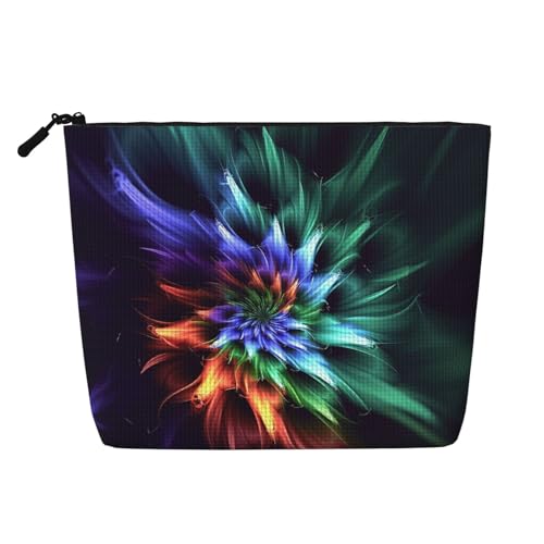 BSCKKDMN Make-up-Tasche mit abstraktem Blumenmuster, wasserdicht, Leinen, Reise-Kosmetiktasche, leichter Reißverschluss, Reise-Kulturbeutel, Organizer, Make-up-Pinsel, Aufbewahrungstasche von BSCKKDMN