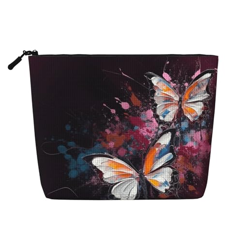 BSCKKDMN Make-up-Tasche mit abstraktem Schmetterling, wasserdicht, Leinen, Reise-Kosmetiktasche, leichter Reißverschluss, Reise-Kulturbeutel, Organizer, Make-up-Pinsel, Aufbewahrungstasche BSCKKDMN Make-up-Tasche mit abstraktem Schmetterling, wasserdicht, Leinen, Reise-Kosmetiktasche, leichter Reißverschluss, Reise-Kulturbeutel, Organizer, Make-up-Pinsel, Aufbewahrungstasche von BSCKKDMN