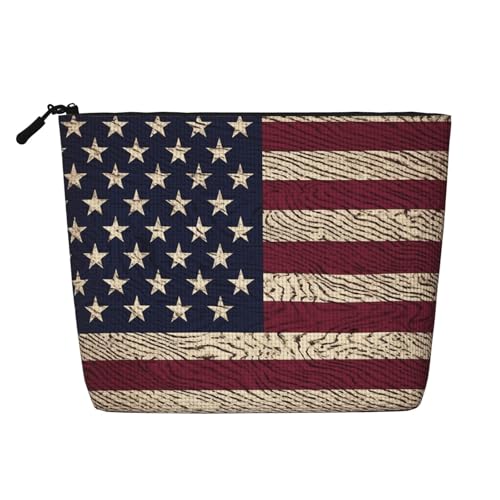 BSCKKDMN Make-up-Tasche mit amerikanischem Flaggenmuster, wasserdicht, Leinen, Reise-Kosmetiktasche, leichter Reißverschluss, Reise-Kulturbeutel, Organizer, Make-up-Pinsel, Aufbewahrungstasche BSCKKDMN Make-up-Tasche mit amerikanischem Flaggenmuster, wasserdicht, Leinen, Reise-Kosmetiktasche, leichter Reißverschluss, Reise-Kulturbeutel, Organizer, Make-up-Pinsel, Aufbewahrungstasche von BSCKKDMN