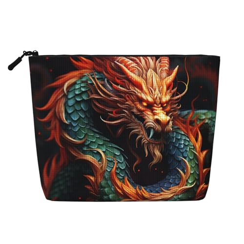 BSCKKDMN Make-up-Tasche mit chinesischem Drachen, wasserdicht, Leinen, Reise-Kosmetiktasche, leichter Reißverschluss, Reise-Kulturbeutel, Organizer, Make-up-Pinsel, Aufbewahrungstasche BSCKKDMN Make-up-Tasche mit chinesischem Drachen, wasserdicht, Leinen, Reise-Kosmetiktasche, leichter Reißverschluss, Reise-Kulturbeutel, Organizer, Make-up-Pinsel, Aufbewahrungstasche von BSCKKDMN